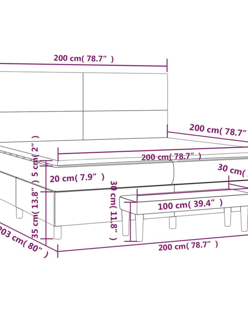 Загрузите изображение в средство просмотра галереи, Pat box spring cu saltea, gri închis, 200x200 cm, catifea
