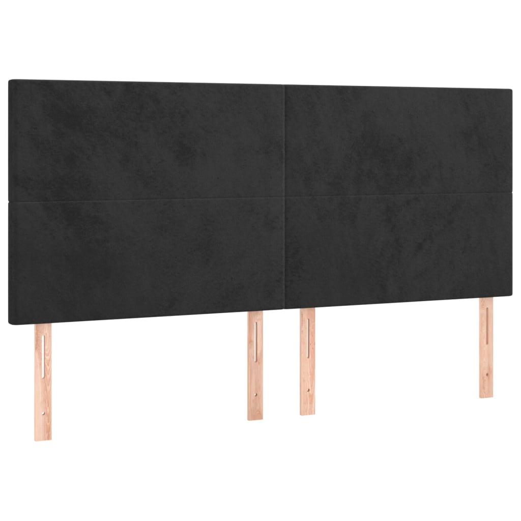 Pat box spring cu saltea, negru, 200x200 cm, catifea