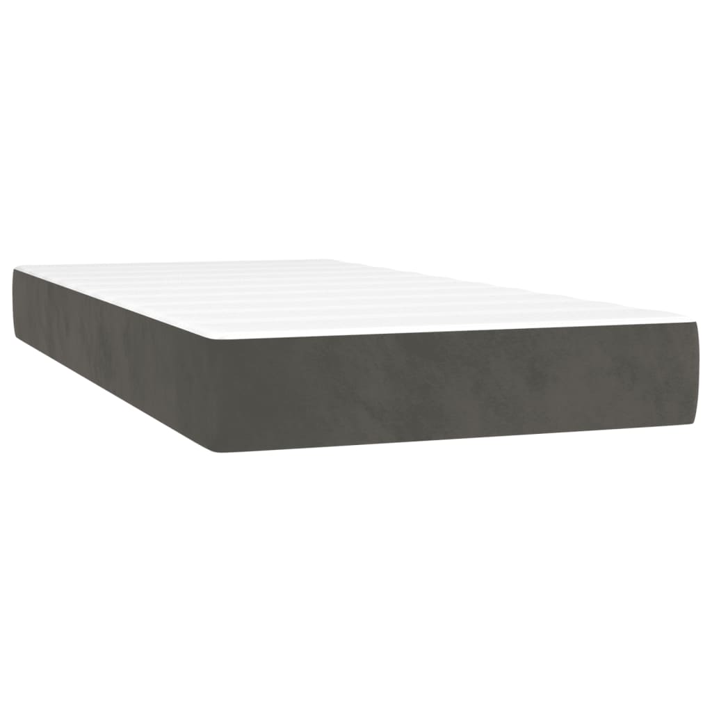 Pat box spring cu saltea, gri închis, 80x200 cm, catifea