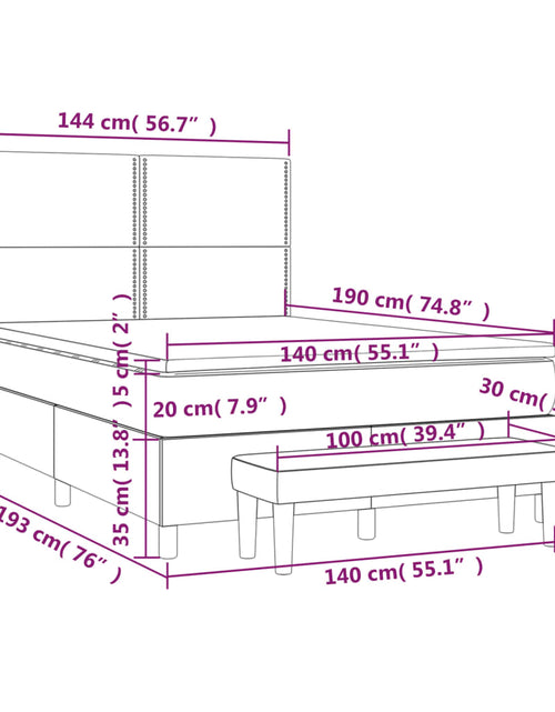 Загрузите изображение в средство просмотра галереи, Pat box spring cu saltea, gri deschis, 140x190 cm, catifea
