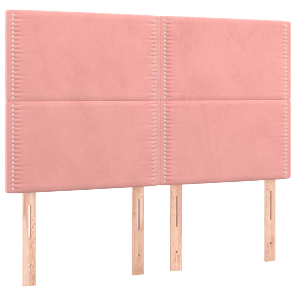 Pat box spring cu saltea, roz, 140x190 cm, catifea