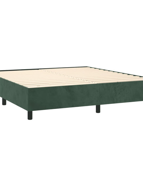 Загрузите изображение в средство просмотра галереи, Pat box spring cu saltea, verde închis, 160x200 cm, catifea
