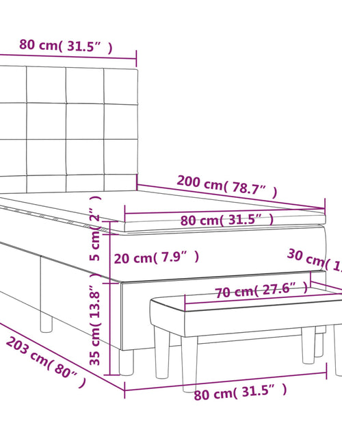 Загрузите изображение в средство просмотра галереи, Pat box spring cu saltea, albastru închis, 80x200 cm, catifea
