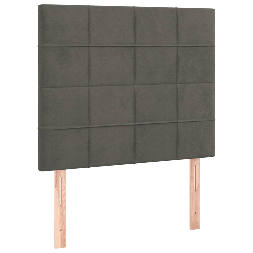 Pat box spring cu saltea, gri închis, 90x190 cm, catifea