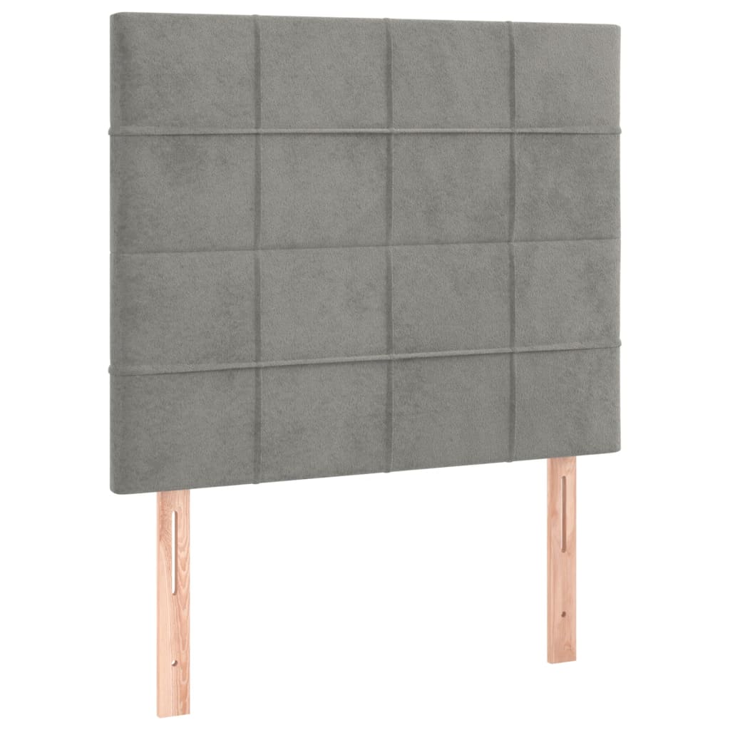 Pat box spring cu saltea, gri deschis, 100x200 cm, catifea