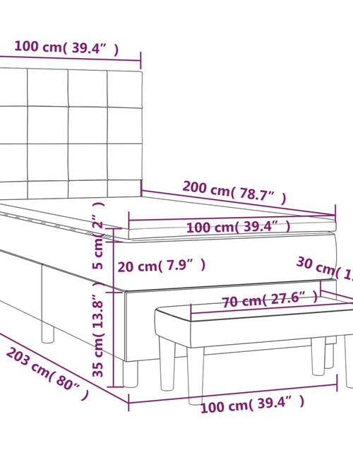 Загрузите изображение в средство просмотра галереи, Pat box spring cu saltea, negru, 100x200 cm, catifea
