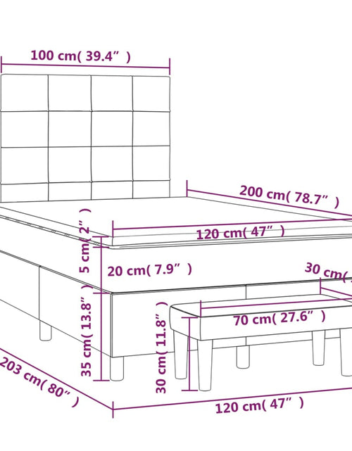 Încărcați imaginea în vizualizatorul Galerie, Pat box spring cu saltea, gri închis, 120x200 cm, catifea
