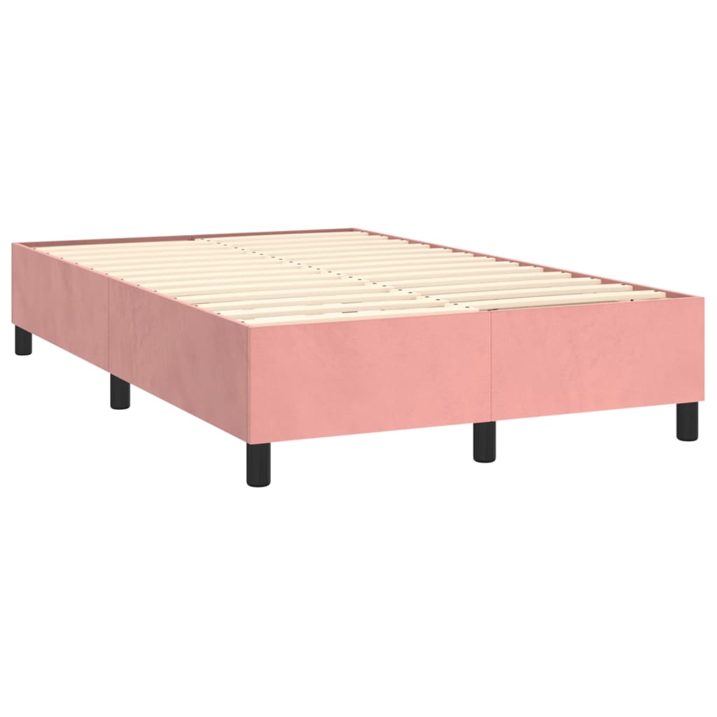 Pat box spring cu saltea, roz, 120x200 cm, catifea