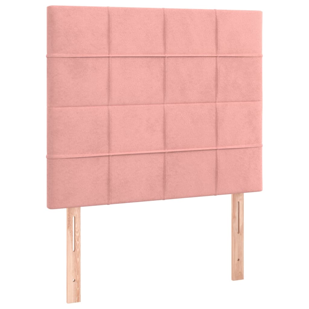 Pat box spring cu saltea, roz, 120x200 cm, catifea