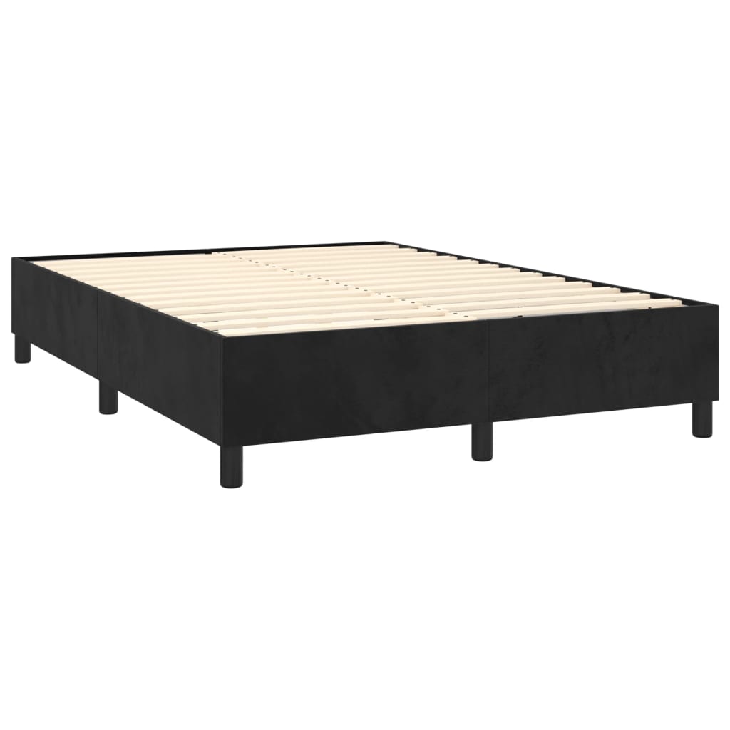 Pat box spring cu saltea, negru, 140x200 cm, catifea