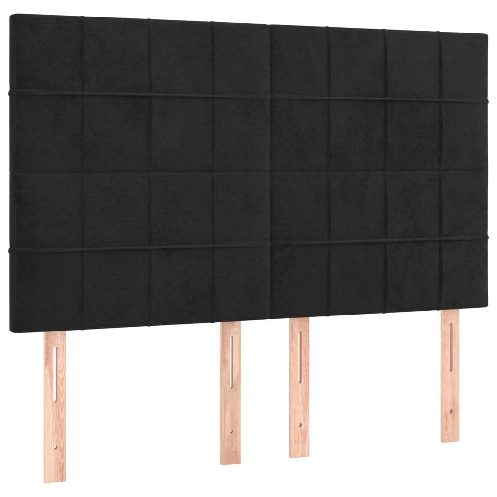 Pat box spring cu saltea, negru, 140x200 cm, catifea