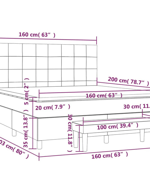 Загрузите изображение в средство просмотра галереи, Pat box spring cu saltea, gri deschis, 160x200 cm, catifea
