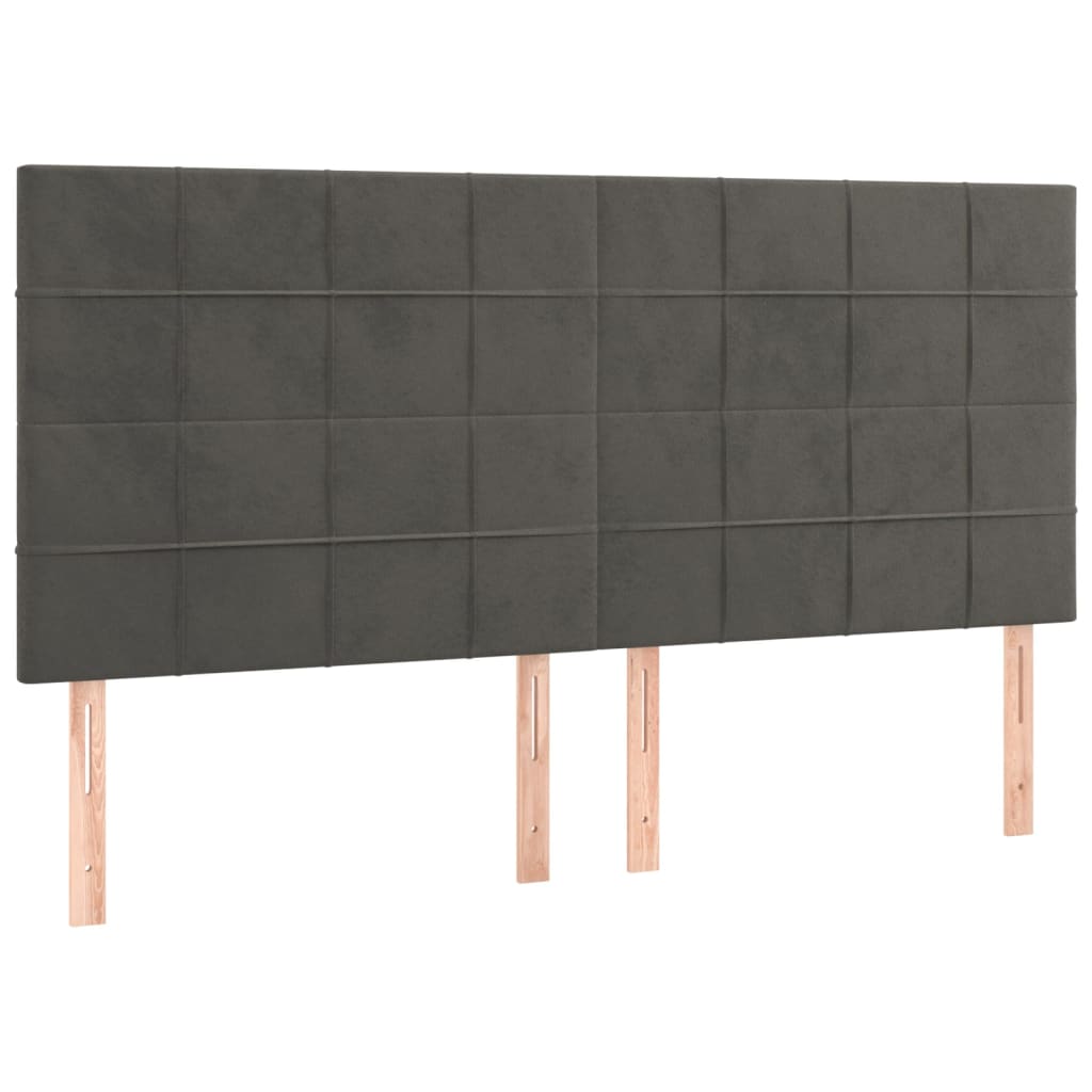 Pat box spring cu saltea, gri închis, 160x200 cm, catifea