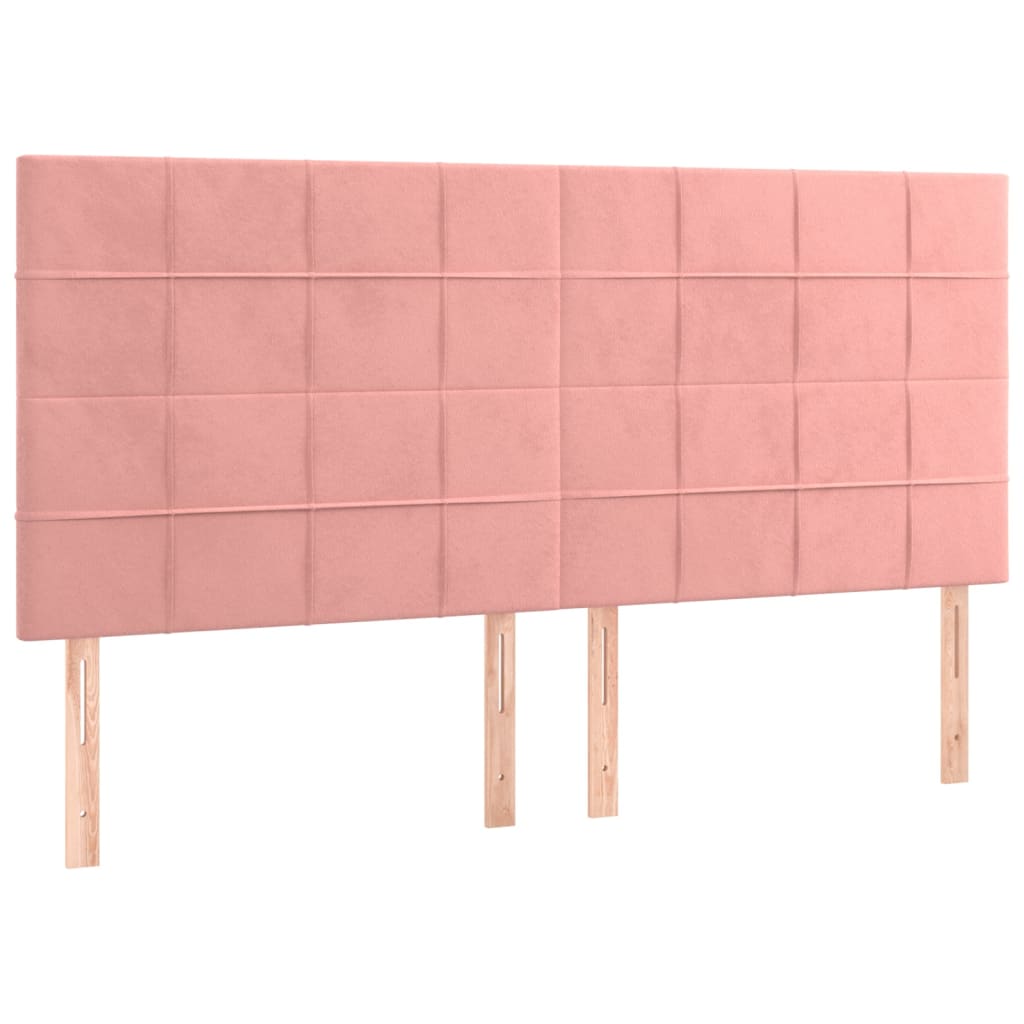 Pat box spring cu saltea, roz, 160x200 cm, catifea