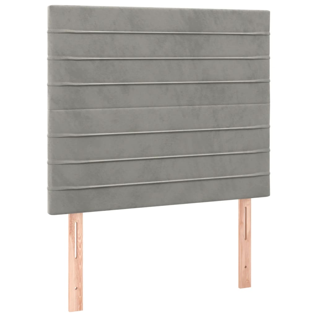 Pat box spring cu saltea, gri deschis, 100x200 cm, catifea