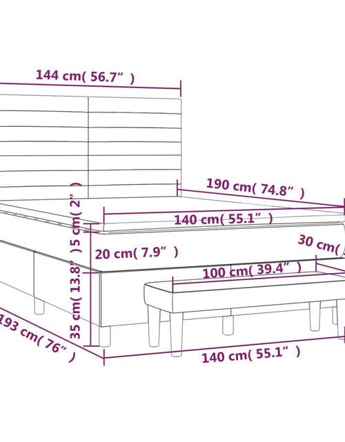 Загрузите изображение в средство просмотра галереи, Pat box spring cu saltea, gri deschis, 140x190 cm, catifea
