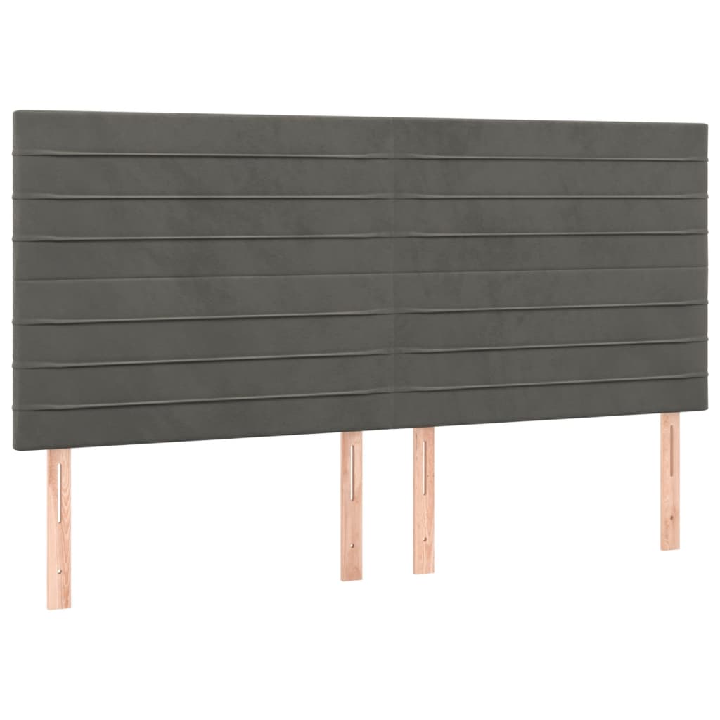 Pat box spring cu saltea, gri închis, 160x200 cm, catifea