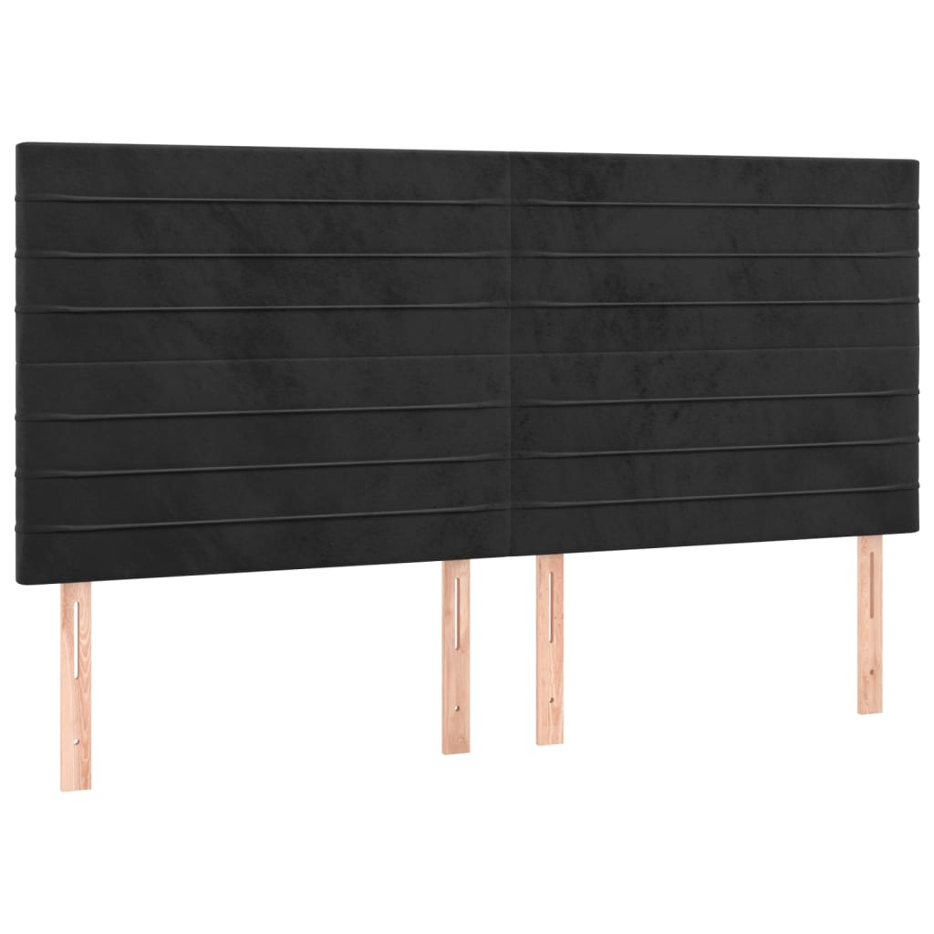 Pat box spring cu saltea, negru, 160x200 cm, catifea