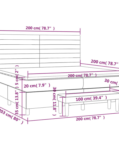 Загрузите изображение в средство просмотра галереи, Pat box spring cu saltea, gri deschis, 200x200 cm, catifea
