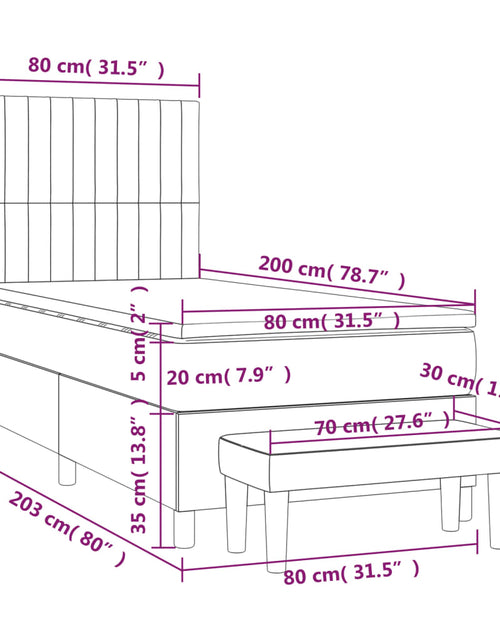 Загрузите изображение в средство просмотра галереи, Pat continental cu saltea, gri deschis, 80x200 cm, catifea
