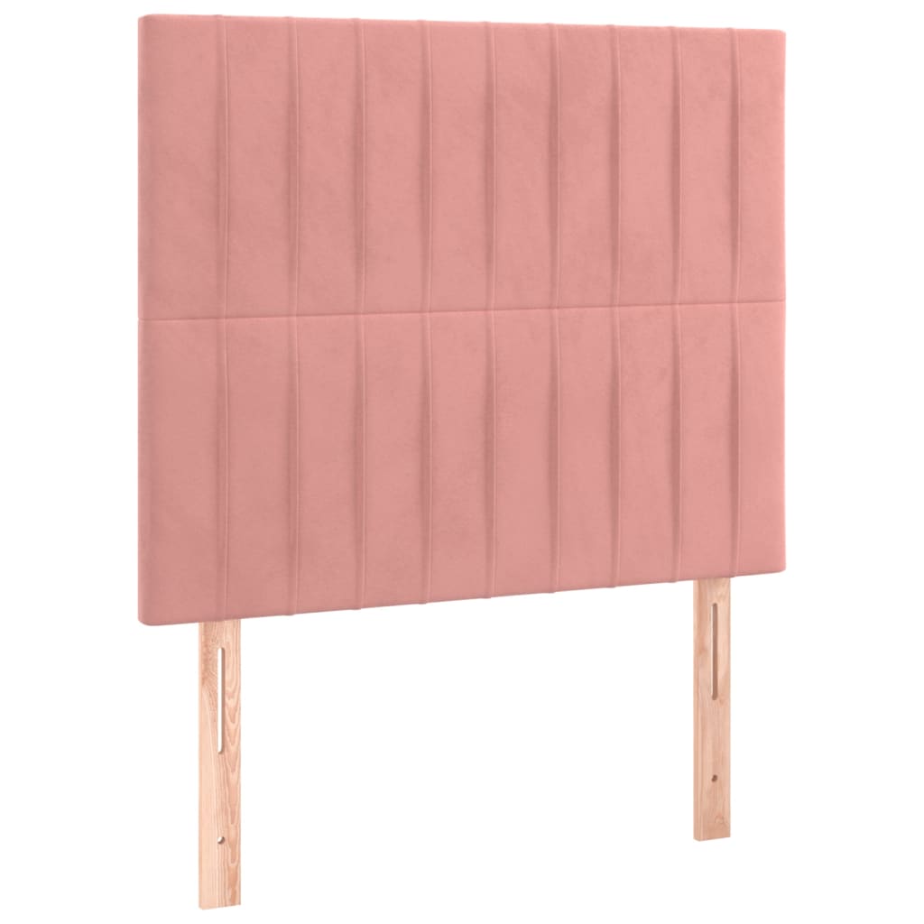 Pat box spring cu saltea, roz, 90x190 cm, catifea