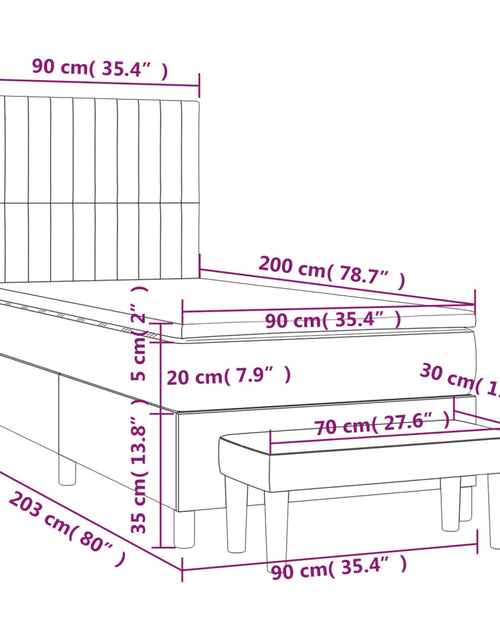 Загрузите изображение в средство просмотра галереи, Pat box spring cu saltea, gri închis, 90x200 cm, catifea
