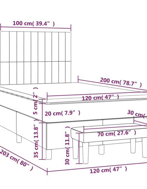 Încărcați imaginea în vizualizatorul Galerie, Pat box spring cu saltea, gri închis, 120x200 cm, catifea
