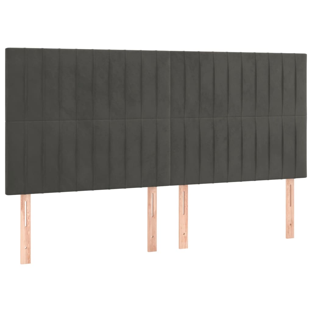 Pat box spring cu saltea, gri închis, 160x200 cm, catifea