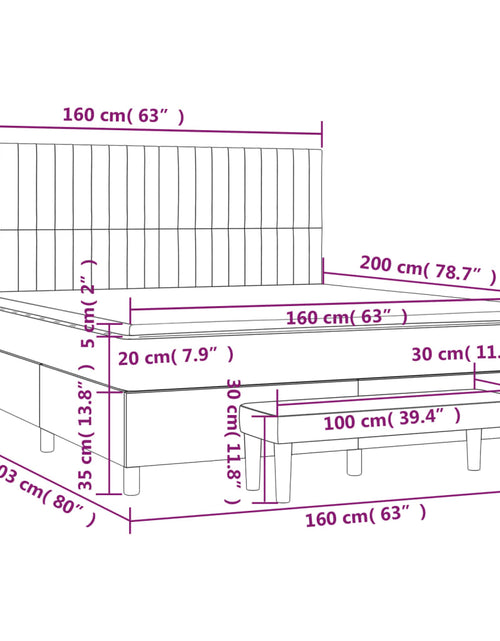 Загрузите изображение в средство просмотра галереи, Pat box spring cu saltea, gri închis, 160x200 cm, catifea
