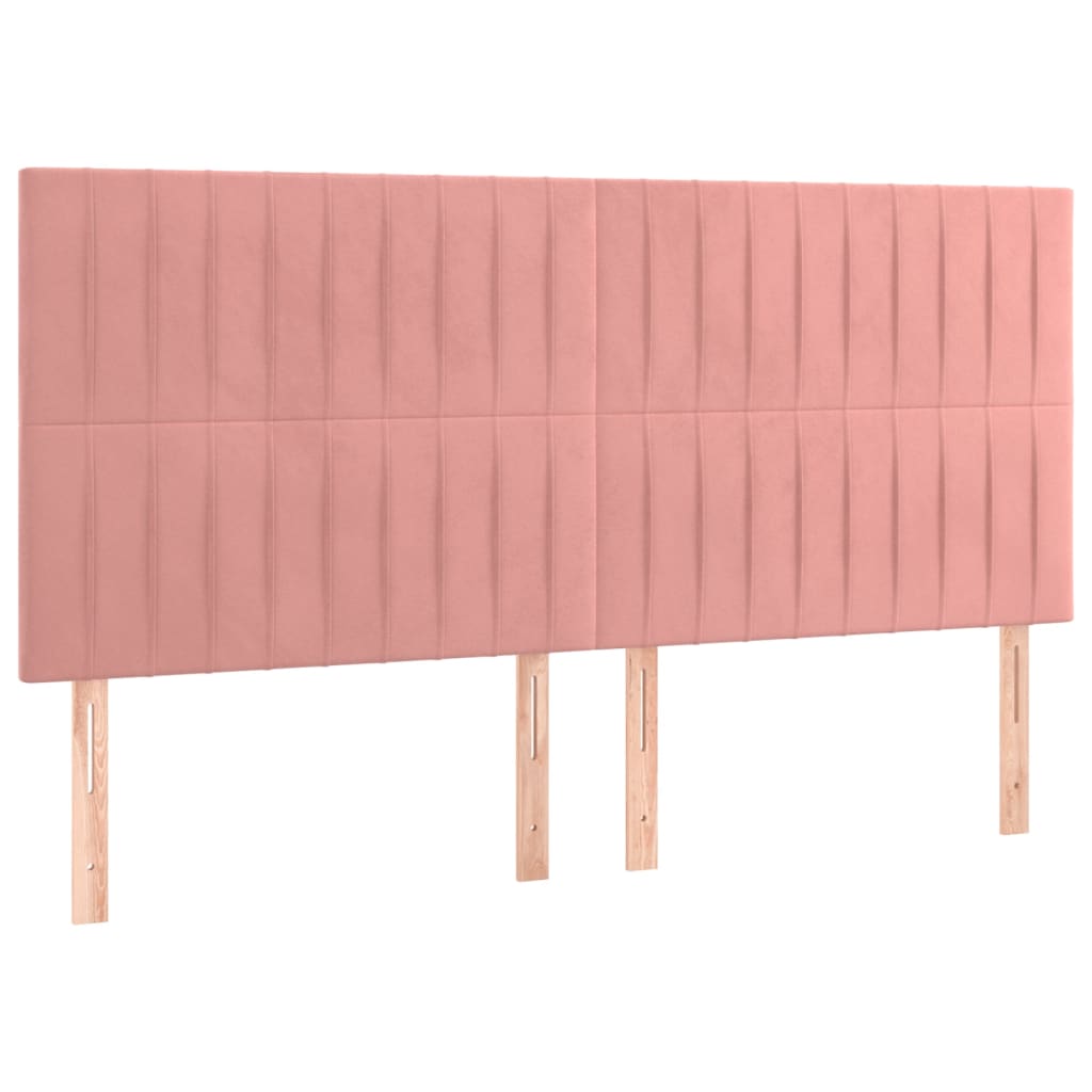 Pat box spring cu saltea, roz, 160x200 cm, catifea