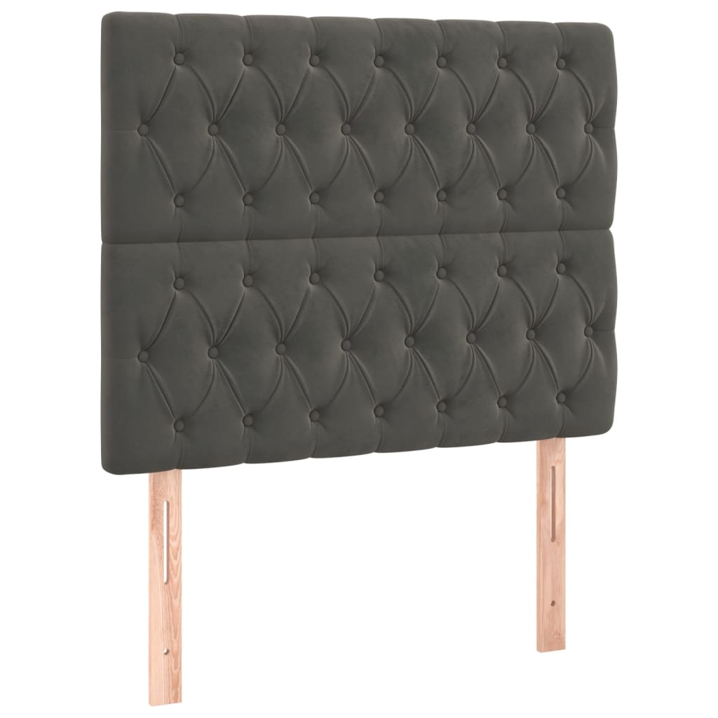 Pat box spring cu saltea, gri închis, 90x190 cm, catifea