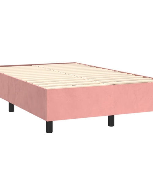 Загрузите изображение в средство просмотра галереи, Pat box spring cu saltea, roz, 120x200 cm, catifea
