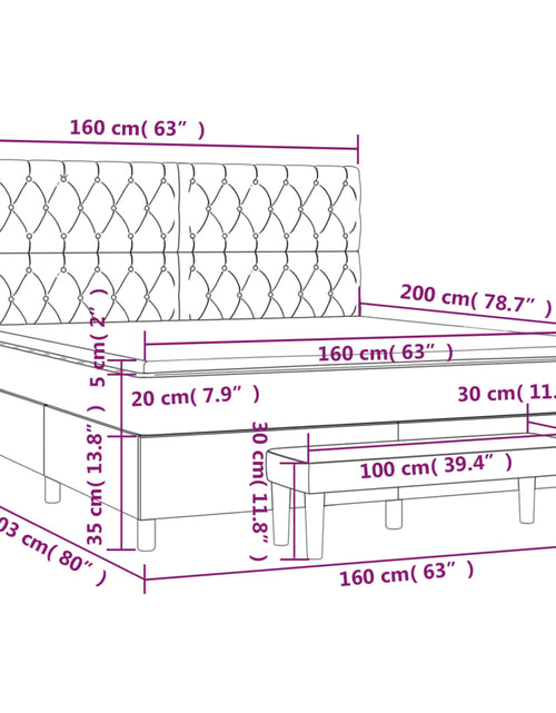 Загрузите изображение в средство просмотра галереи, Pat box spring cu saltea, gri închis, 160x200 cm, catifea
