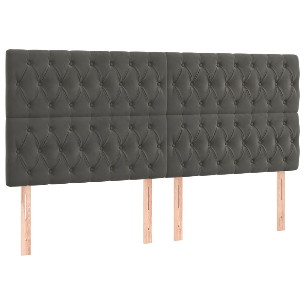 Pat box spring cu saltea, gri închis, 180x200 cm, catifea