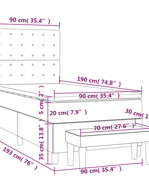 Загрузите изображение в средство просмотра галереи, Pat box spring cu saltea, gri închis, 90x190 cm, catifea
