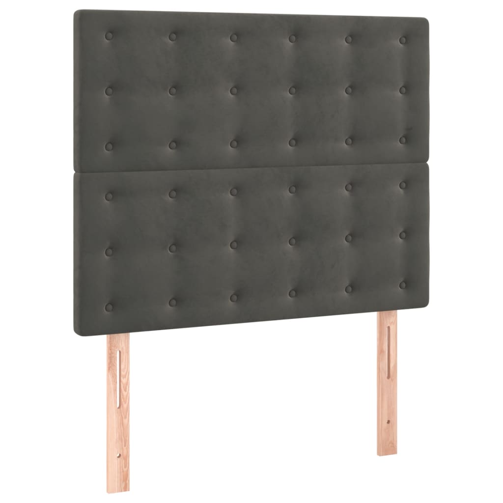 Pat box spring cu saltea, gri închis, 120x200 cm, catifea