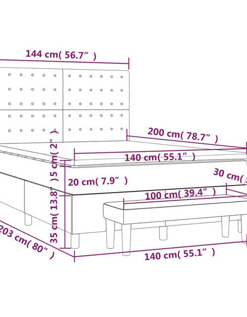 Загрузите изображение в средство просмотра галереи, Pat box spring cu saltea, gri deschis, 140x200 cm, catifea
