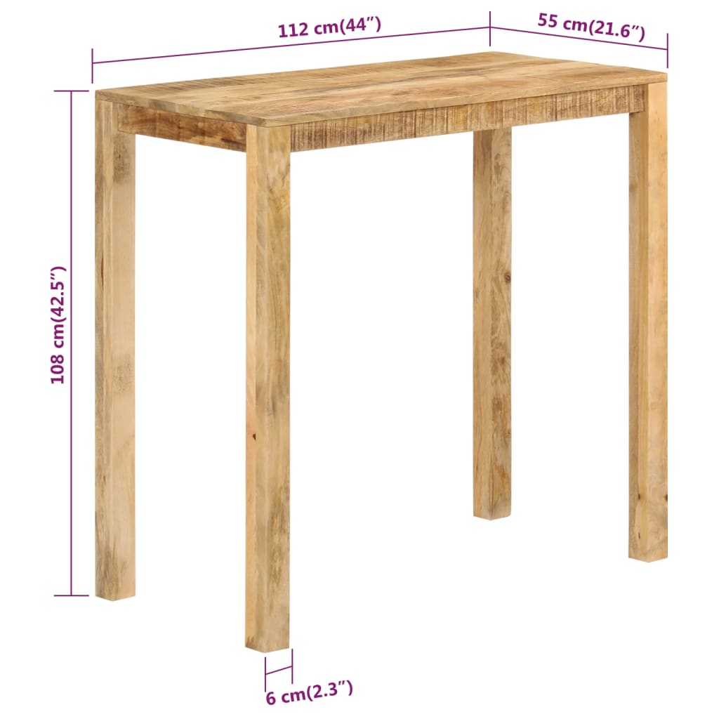 Masă de bar, 112x55x108 cm, lemn masiv de mango