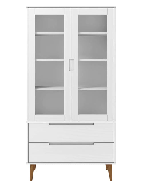 Încărcați imaginea în vizualizatorul Galerie, Dulap cu vitrină, alb, 90x35x175 cm, lemn masiv de pin

