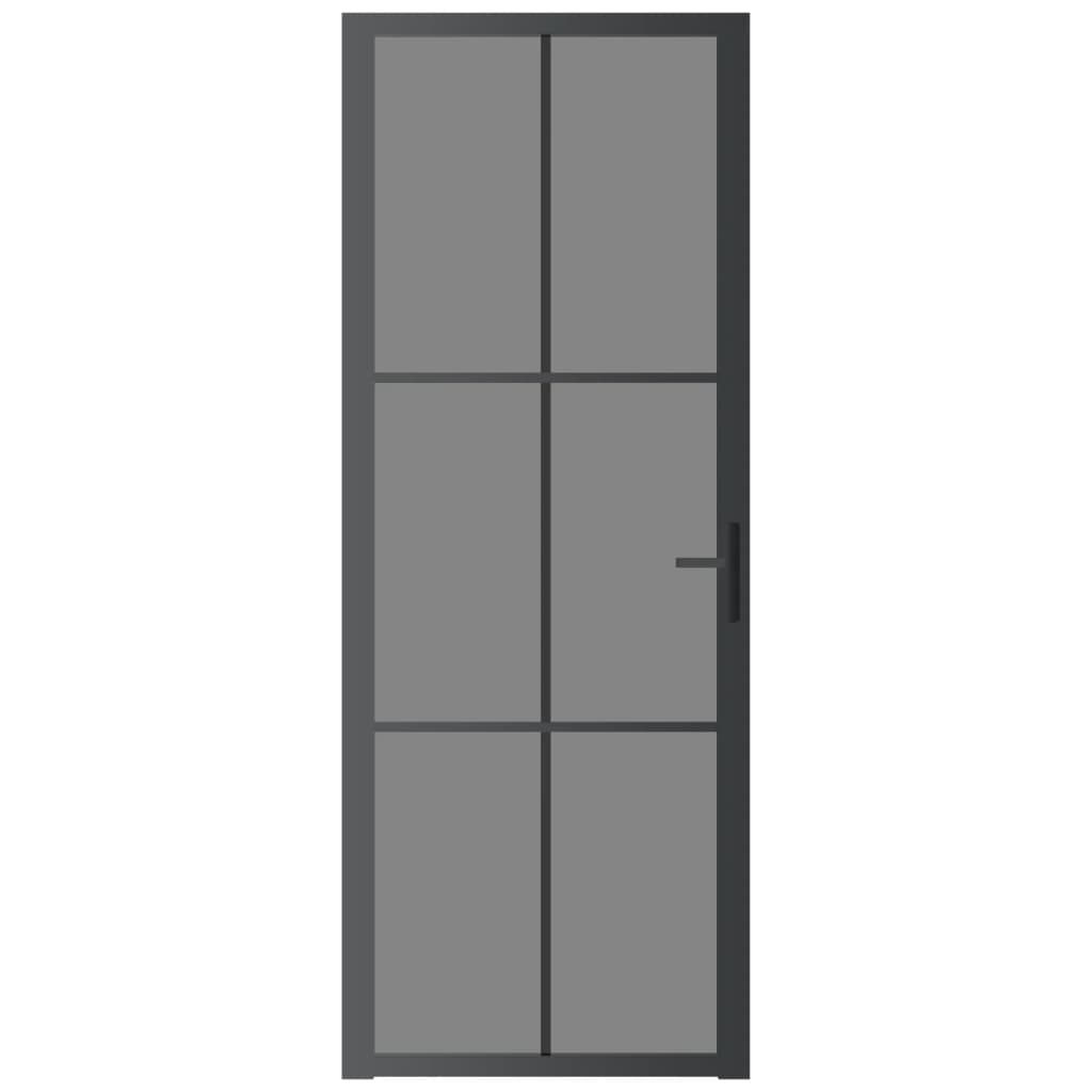Ușă de interior, 76x201,5 cm, negru, sticlă ESG și aluminiu