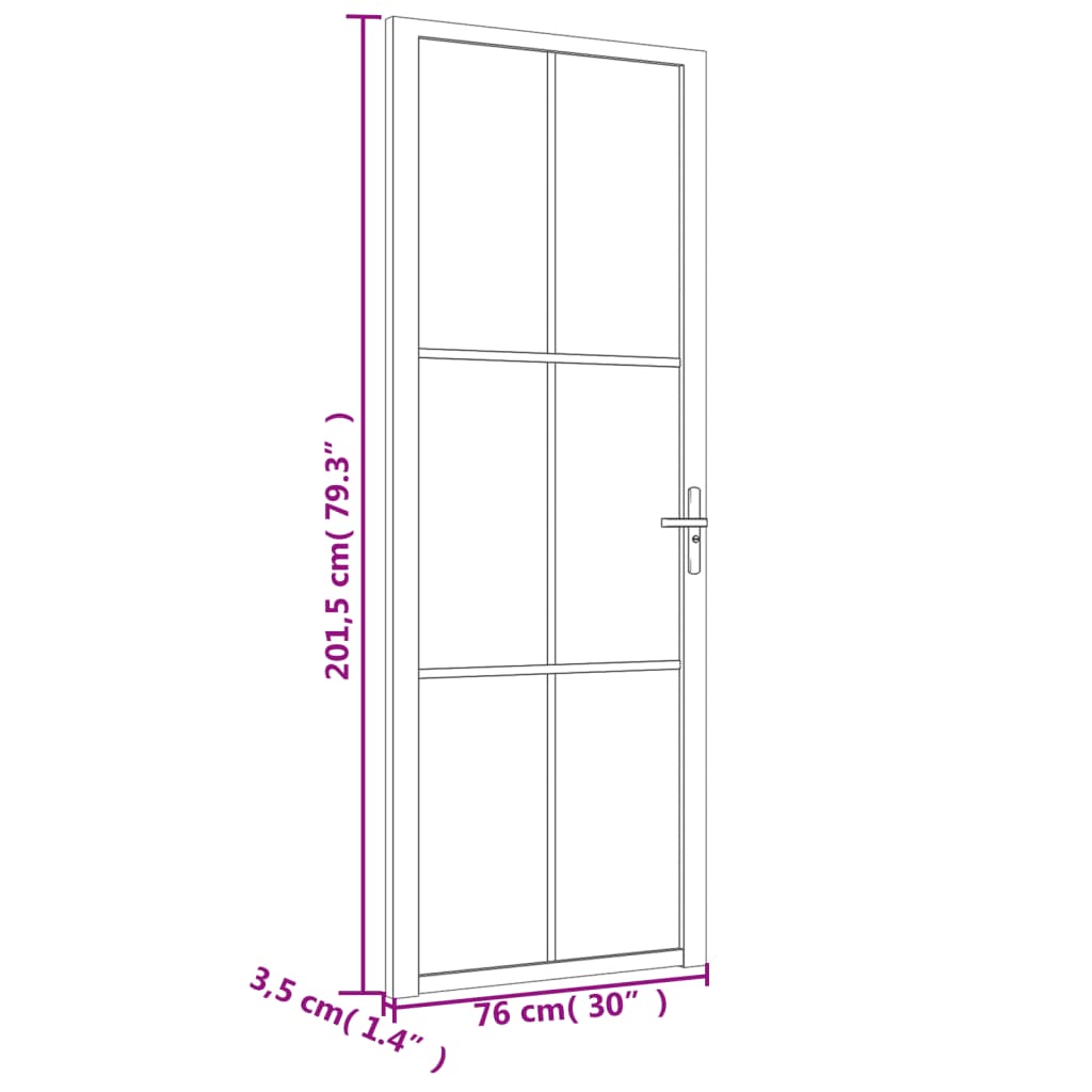 Ușă de interior, 76x201,5 cm, alb, sticlă ESG și aluminiu