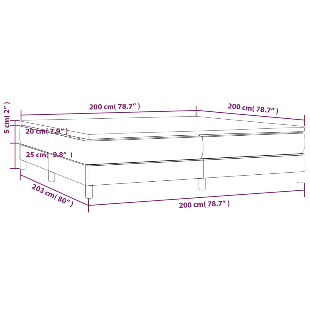 Pat box spring cu saltea, crem, 200x200 cm, textil