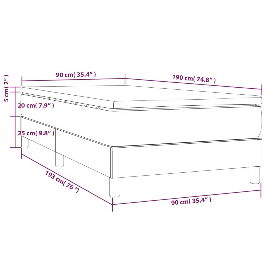 Pat box spring cu saltea, maro închis, 90x190 cm, textil