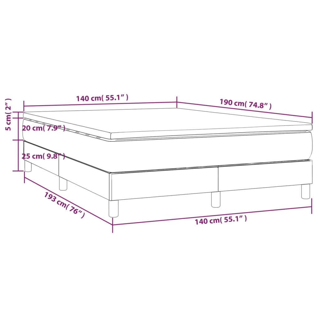 Pat box spring cu saltea, albastru, 140x200 cm, textil