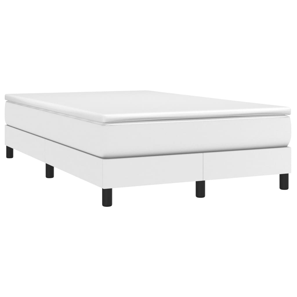 Pat box spring cu saltea, alb, 120x200 cm, piele ecologică