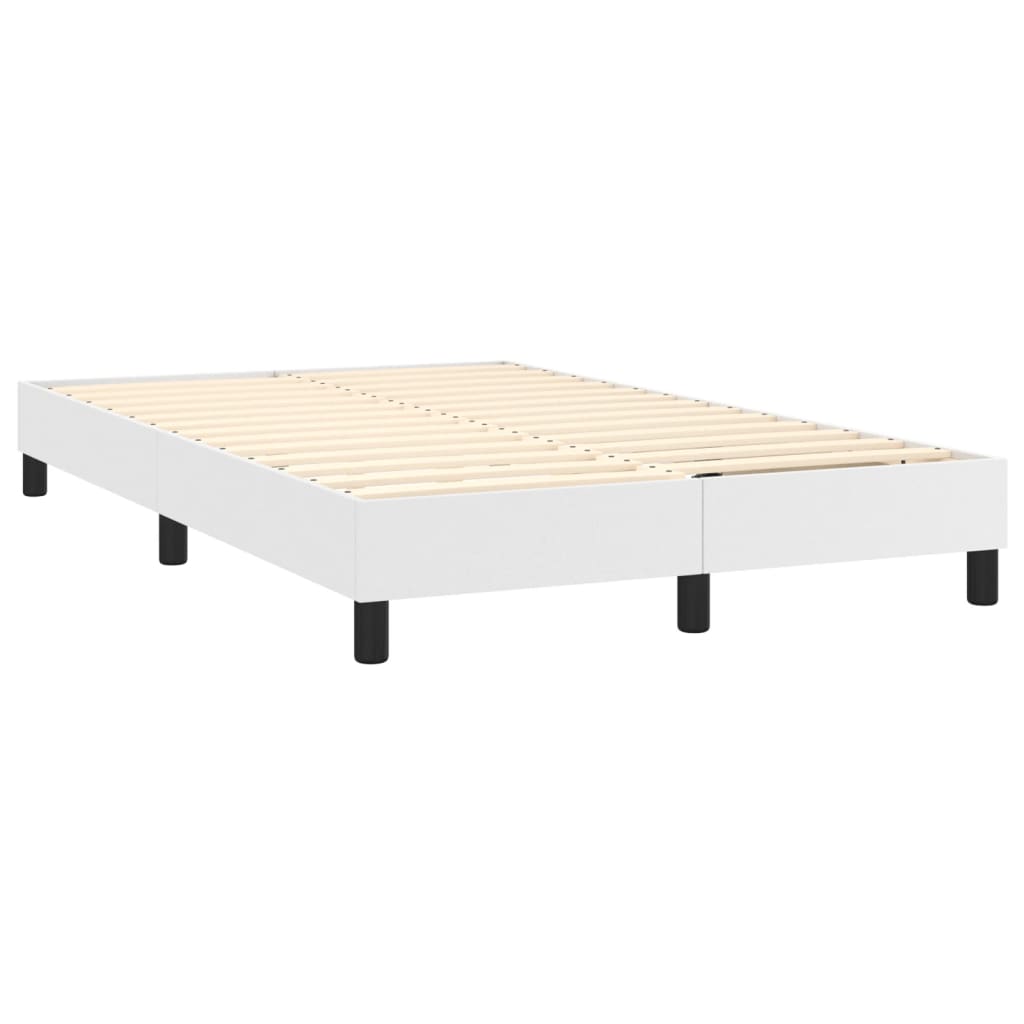 Pat box spring cu saltea, alb, 120x200 cm, piele ecologică