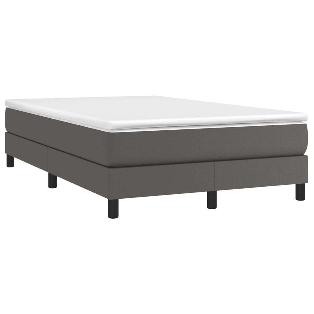 Pat box spring cu saltea, gri, 120x200 cm, piele ecologică