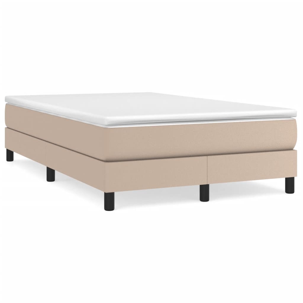 Pat box spring cu saltea, cappuccino, 120x200cm piele ecologică