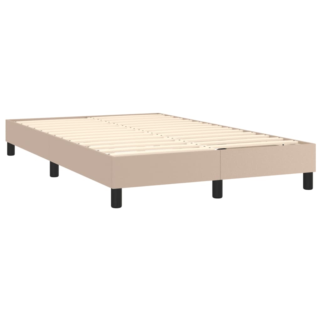 Pat box spring cu saltea, cappuccino, 120x200cm piele ecologică