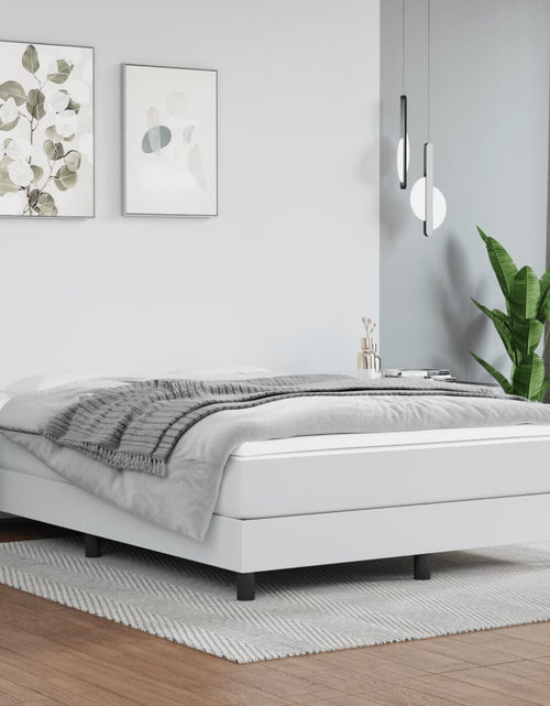 Încărcați imaginea în vizualizatorul Galerie, Pat box spring cu saltea, alb, 140x190 cm, piele ecologică
